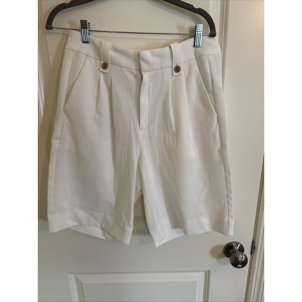 Lands' End High-Rise Pleated Shorts Womens Size 6 Cream‎